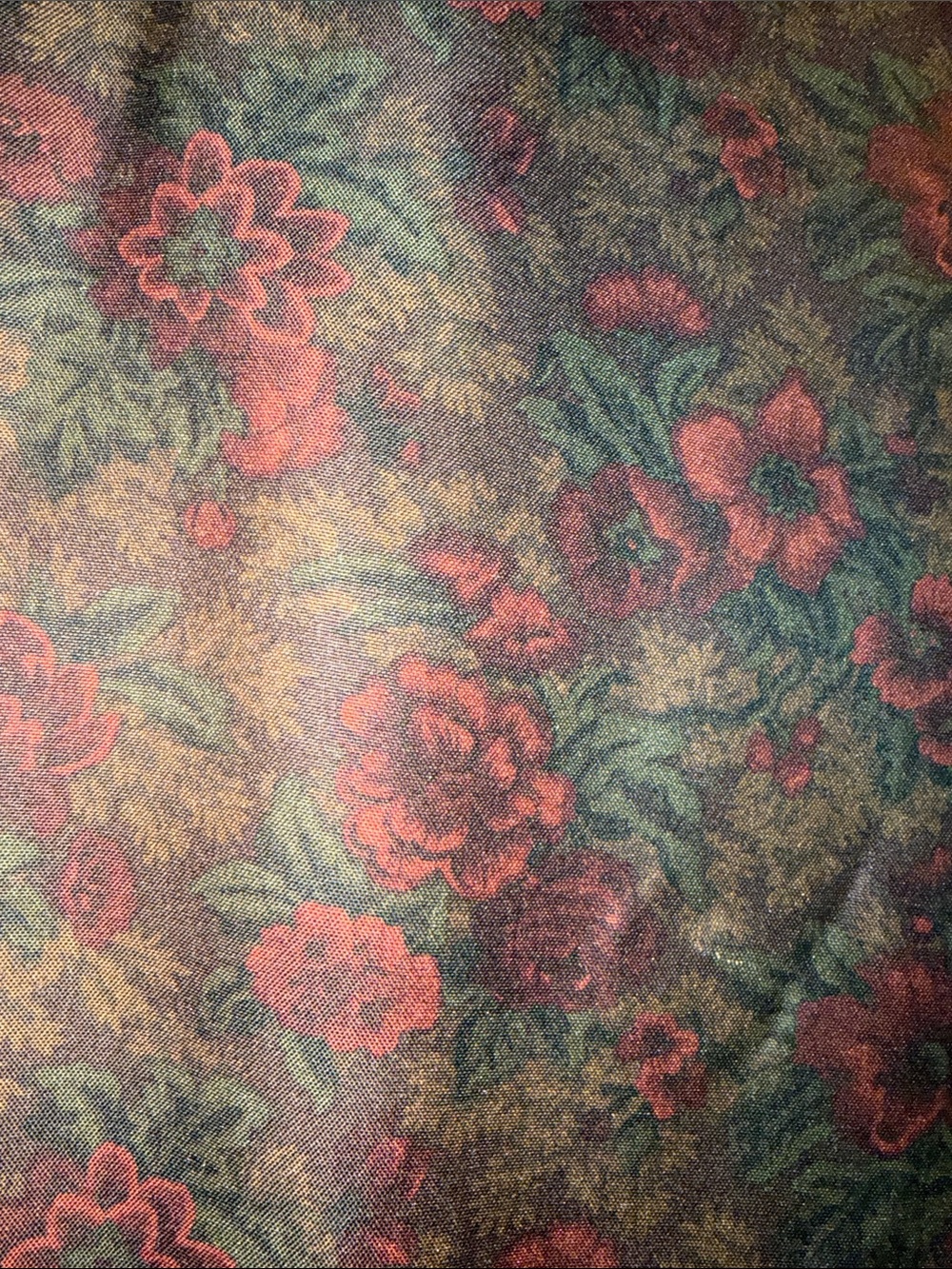 Lauren Ralph Lauren Olive & Burgundy Floral A-Line  Silk Skirt - Picture 6 of 11